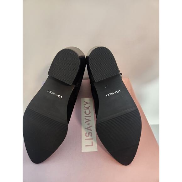 Lisa Vicky Nordstrom Suede Pointed black toe bootie in women's size 7.5 - Picture 6 of 6